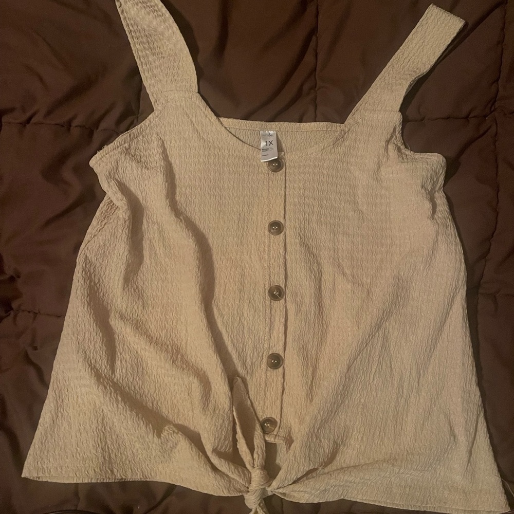 Just Be Tan Button-Down Blouse